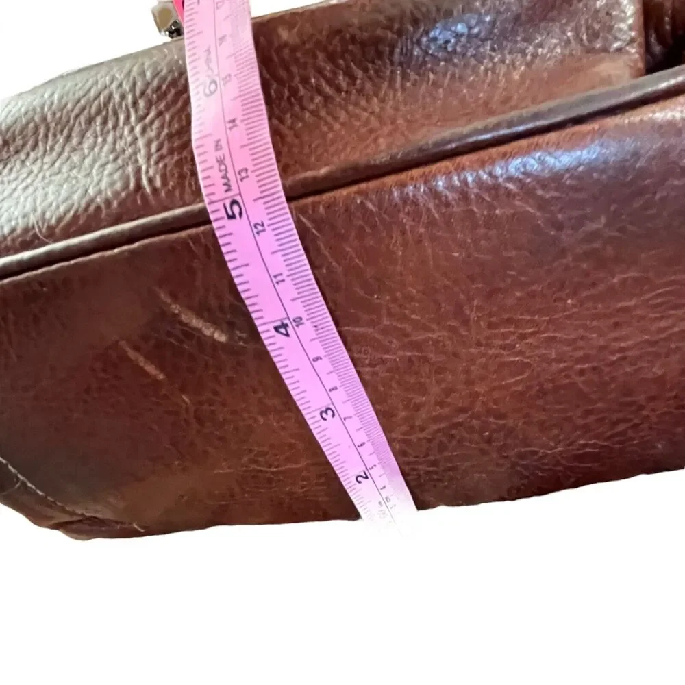 Cole Haan attache briefcase brown leather multi pocket double buckle 18